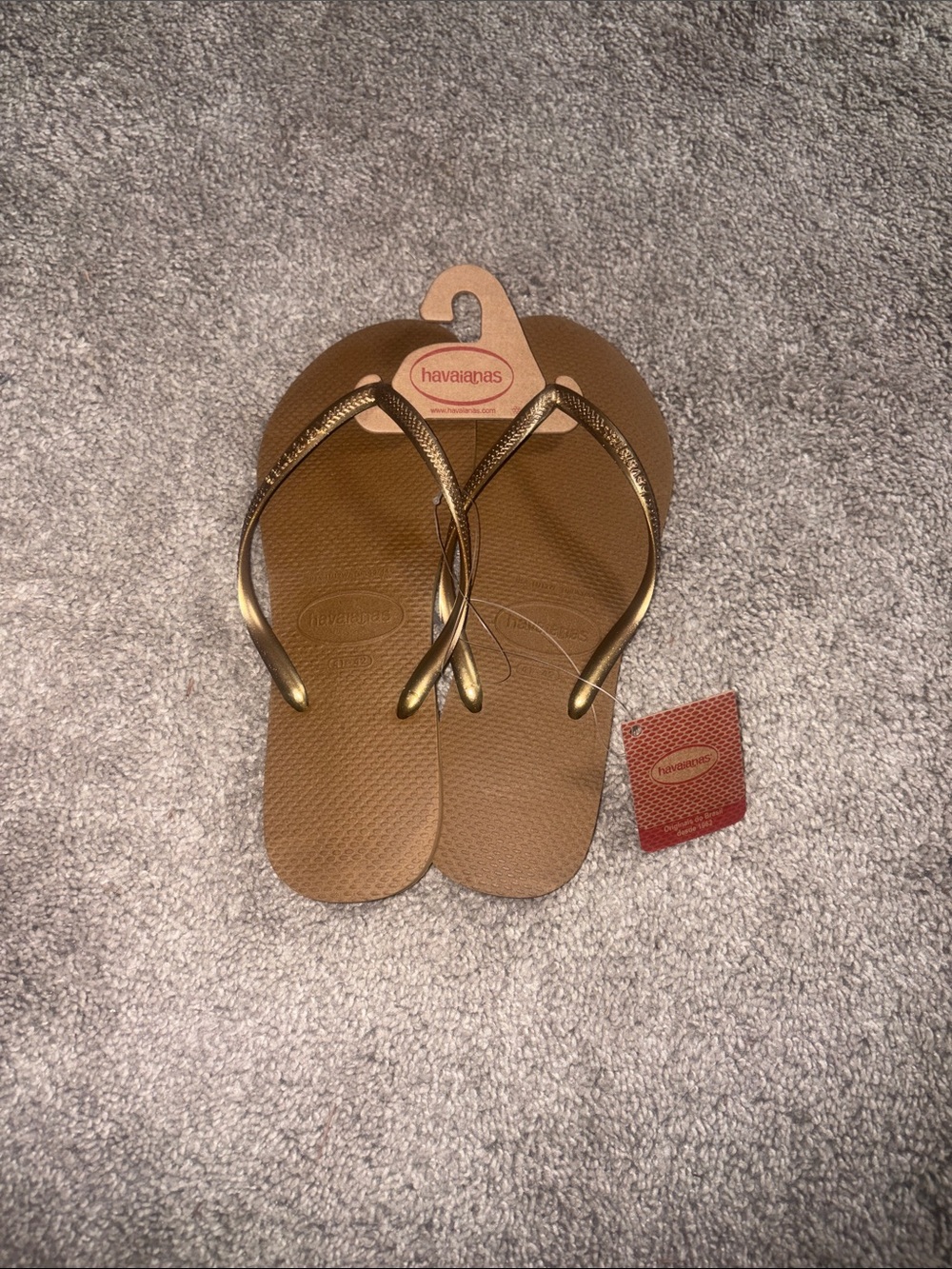 Havaianas Women’s Flip Flops - Brown with Metallic Gold Straps